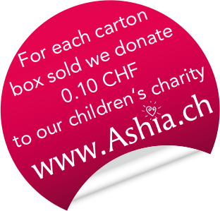 For each carton box sold we donate 0.10 CHF to our children's charity Ashia Kamerun.